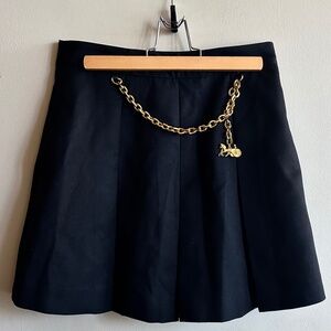 Céline Paris Pleated Mini Skirt w/ Chain Detail – Size 38